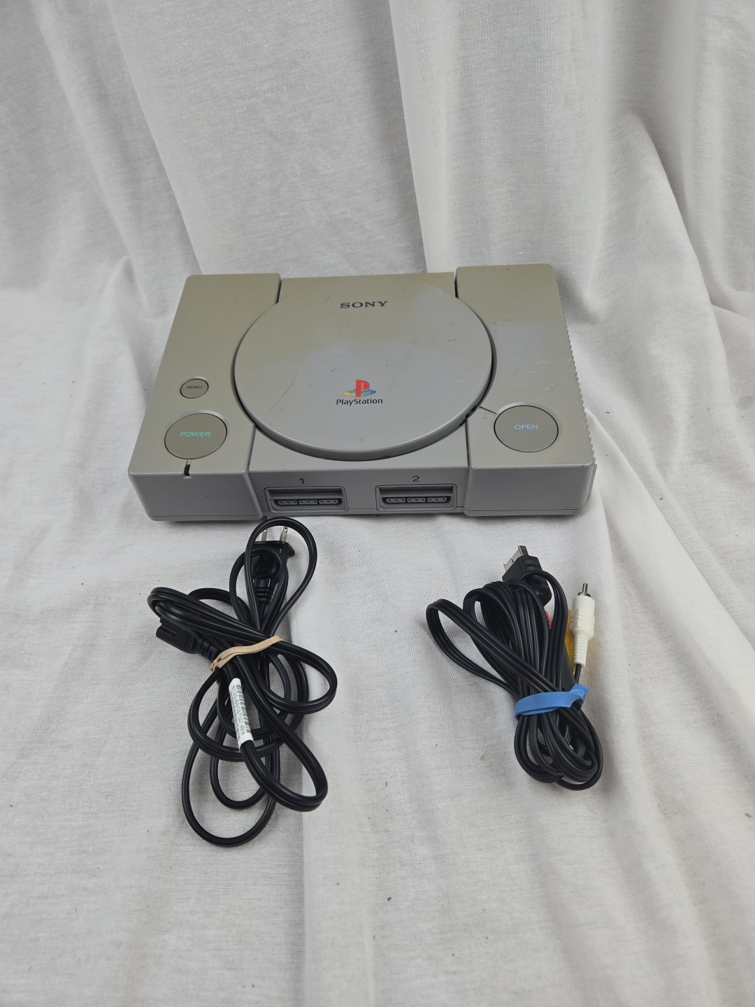 Sony PlayStation 1 PS1 PSone (SCPH-9001) Console Cable Tested Door Does Stick
