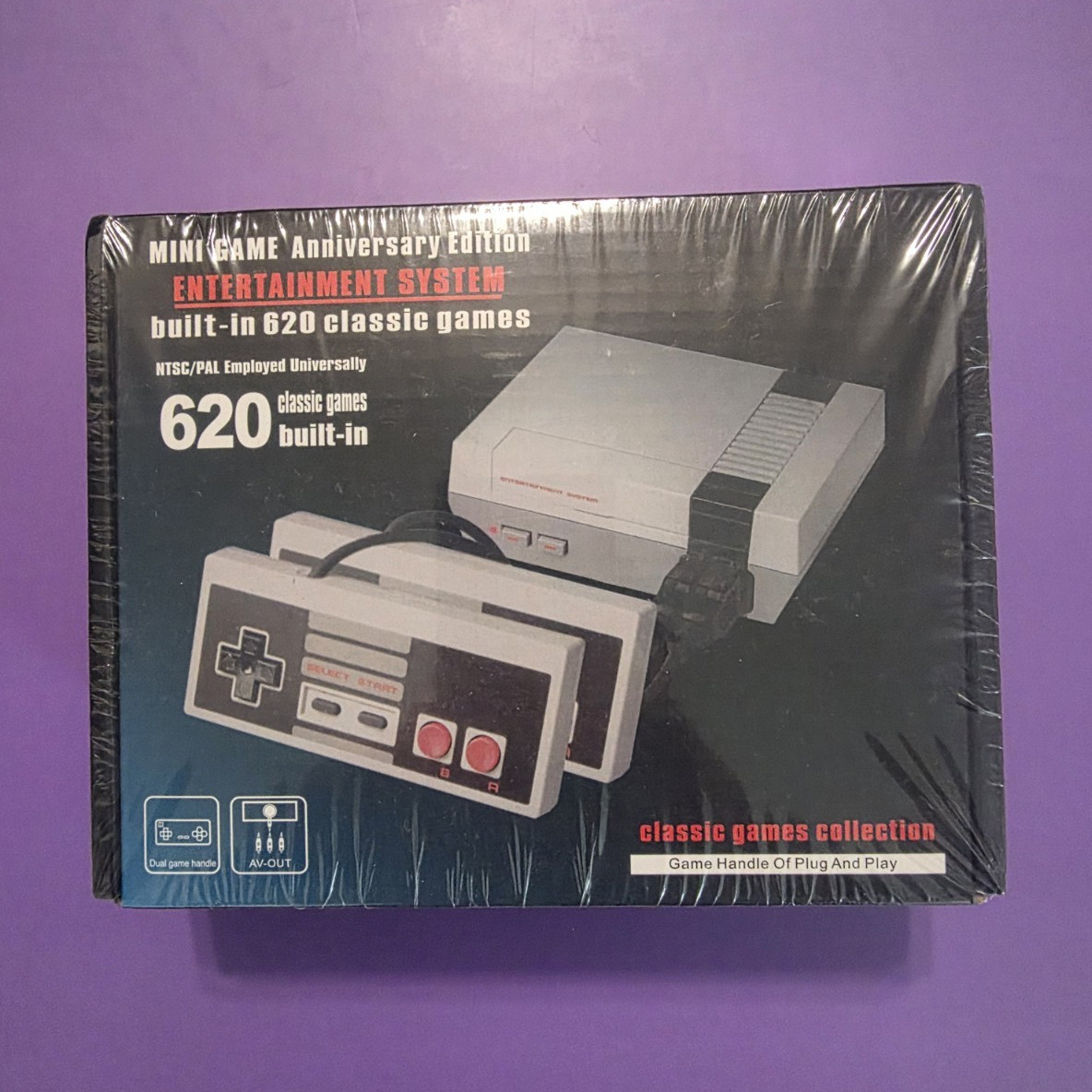 Mini Game Anniversary Edition Console, 620 Built-In Games, Gray NES STYLE BOX
