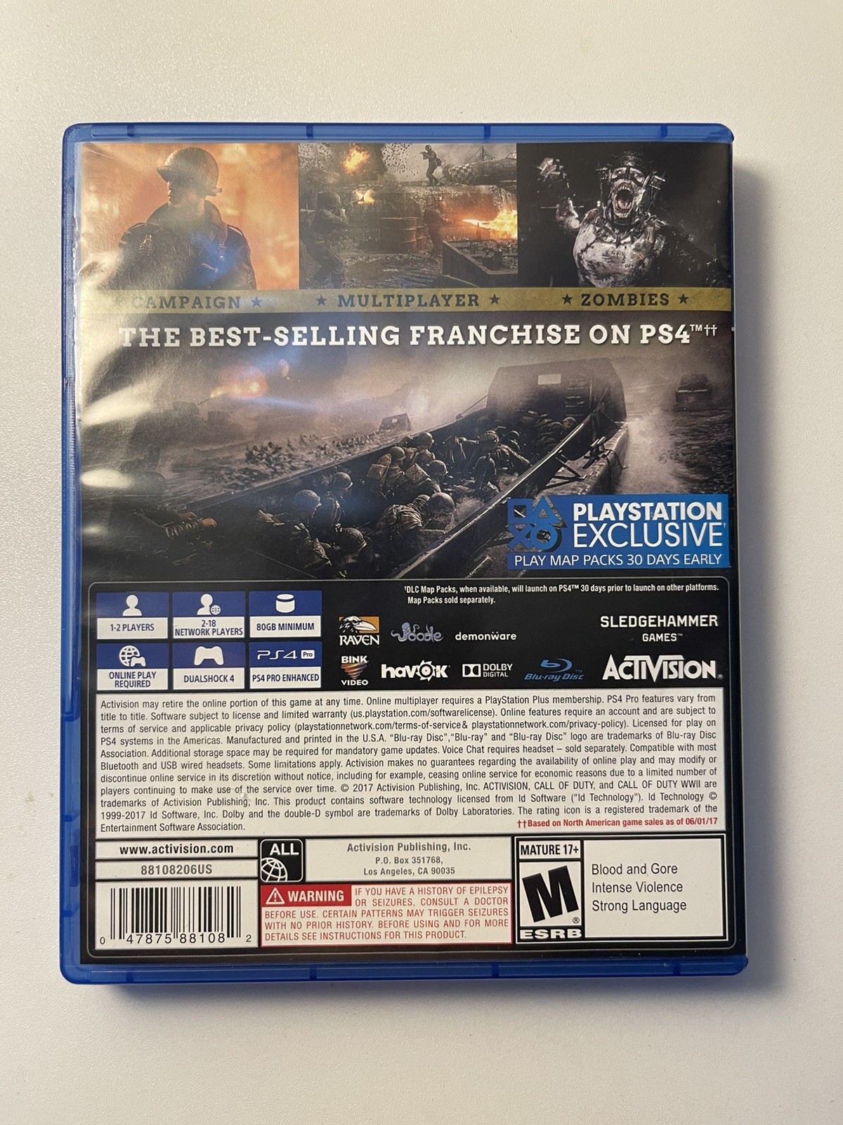 Working PS4 500GB console, w/power cord, PS4 controller, and 5 PS4 games