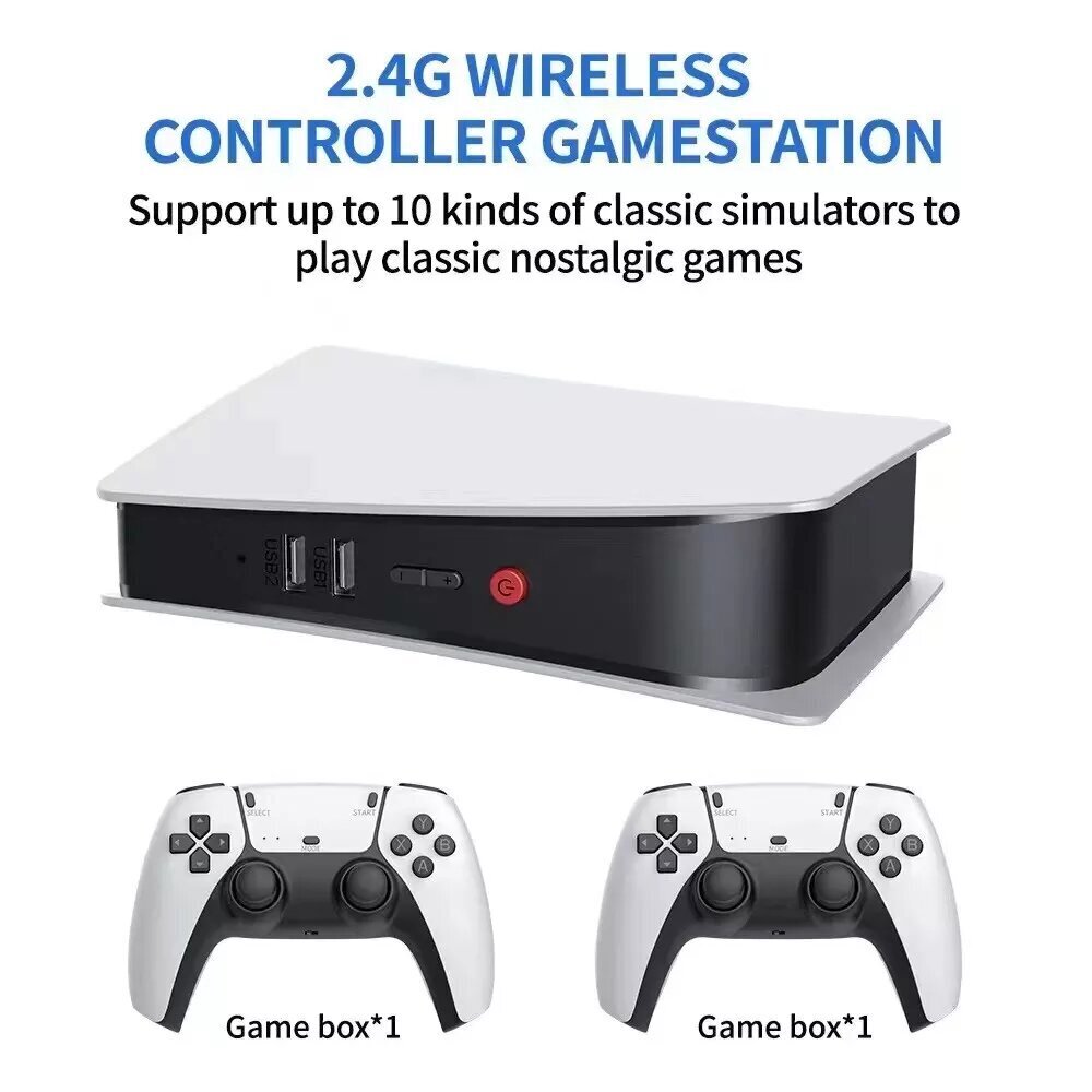 TV game console HappyJoe White M5, 64GB, 15000+ Games supports PS1/MAME/GBA