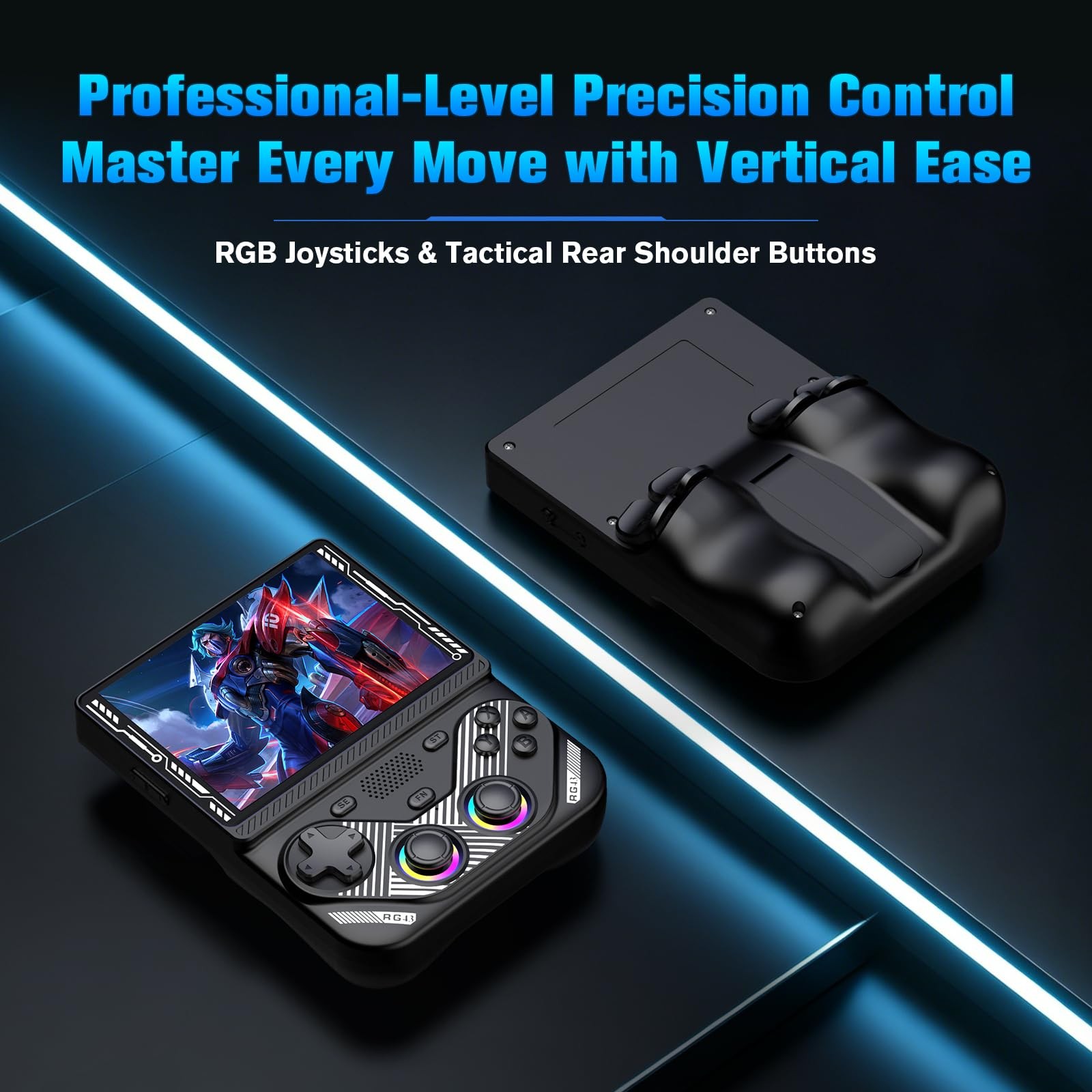 RG43V Pro Retro Handheld Game Console, 4.3 Inch IPS Screen, Portable Dual Sys…