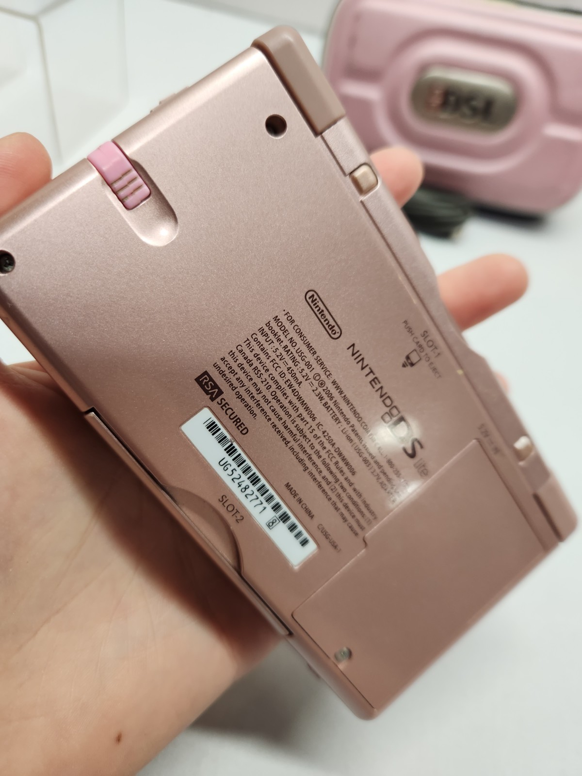 Nintendo DS Lite Metallic Rose -Case, Charger Bundle Lot