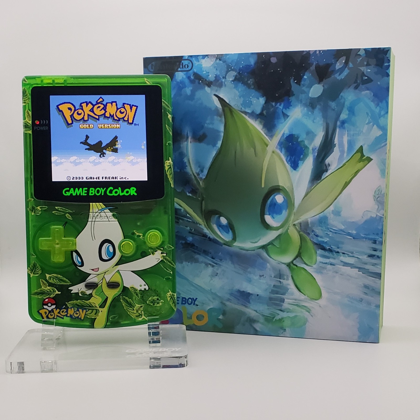 Laminated OLED Screen – Celebi Game Boy Color w/ Case – New Speaker, Recapped