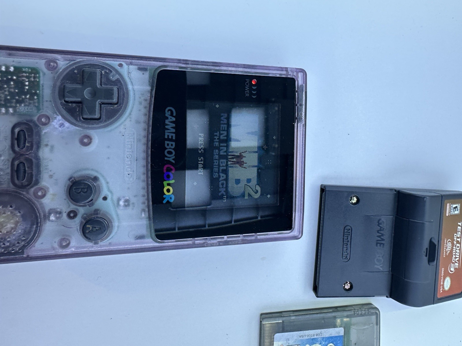 Nintendo GameBoy Color Atomic Purple W 3 Games Tony Hawk Men In Black Test Drive