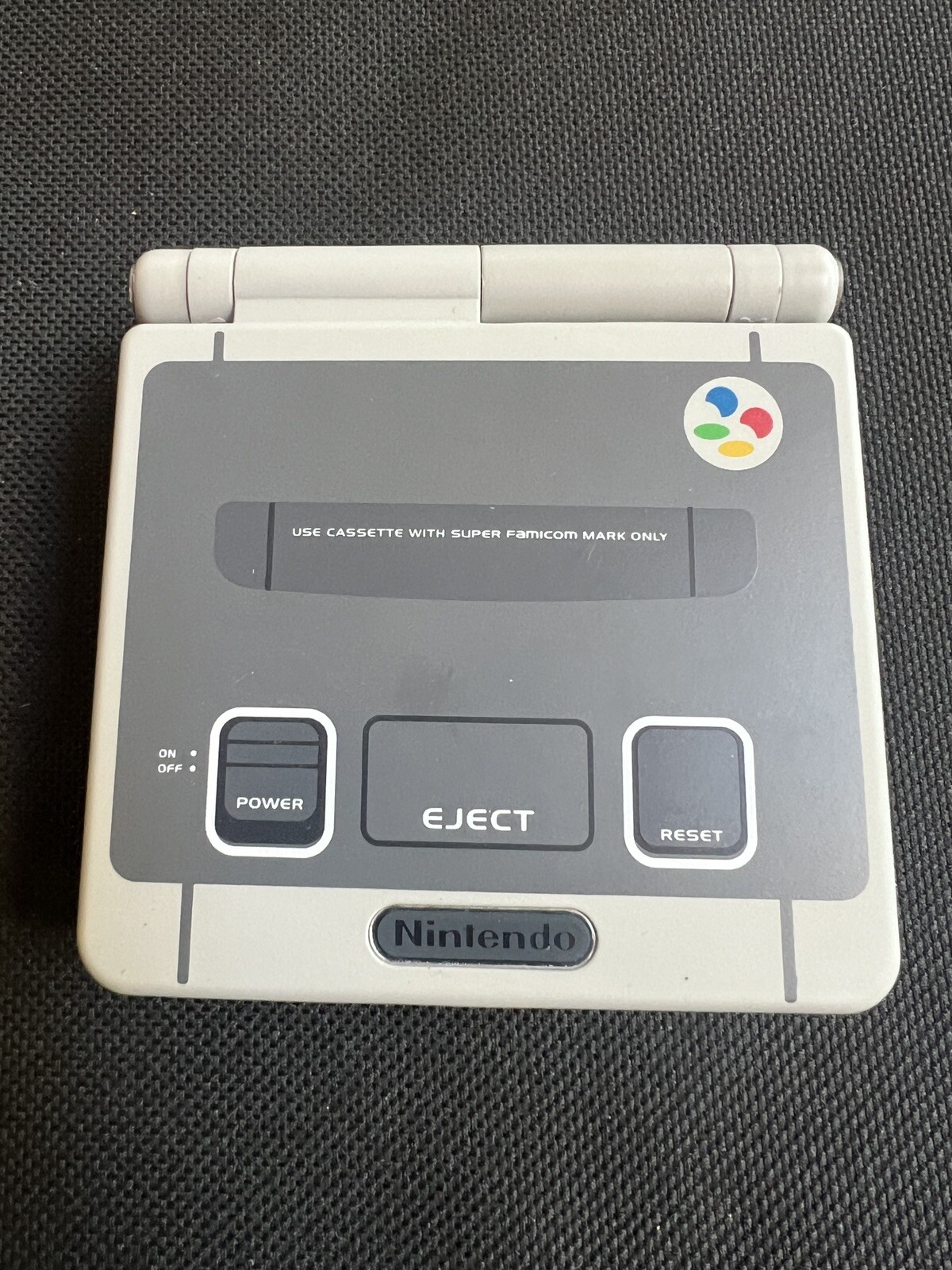 Nintendo OEM Game Boy Advance SP – SNES Style – AGS-001 – New Shell + Charger