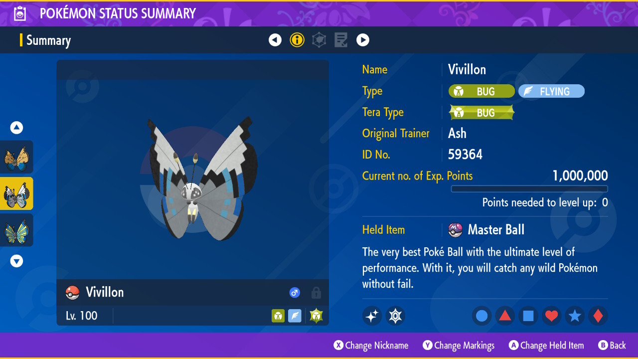 Vivillon All Forms 6iv 🌟 Shiny 🌟 & Non Shiny Pokemon Scarlet and Violet Home