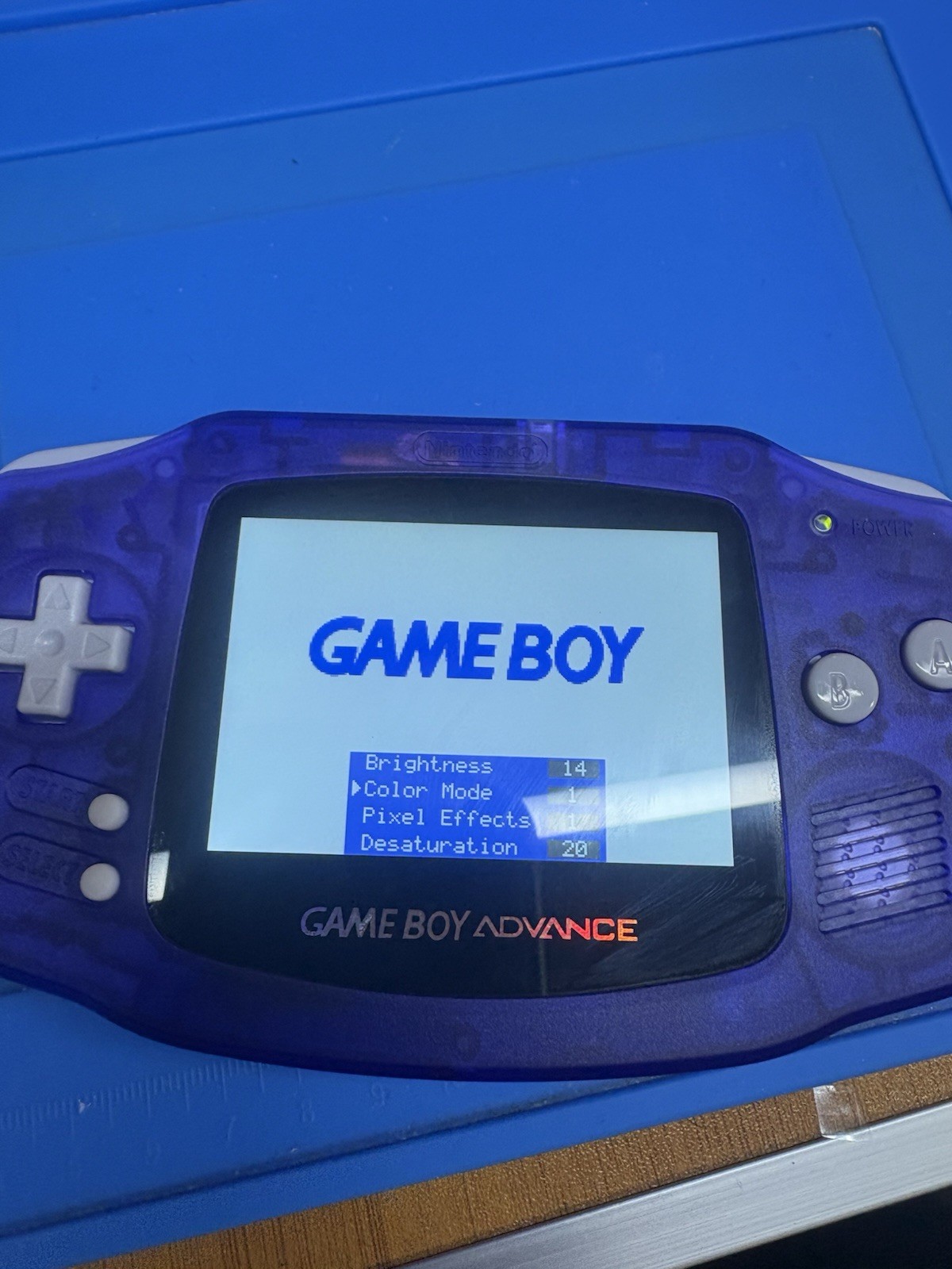Purple Transparent Gameboy Advance Backlit IPS GBA Nintendo V5 Case 1800 mah