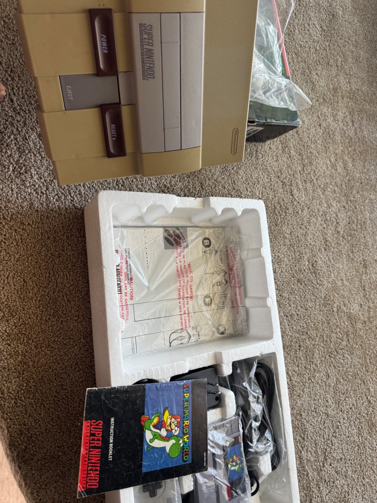 Super NES Nintendo SNES system console bundle CIB complete w/ Mario video game