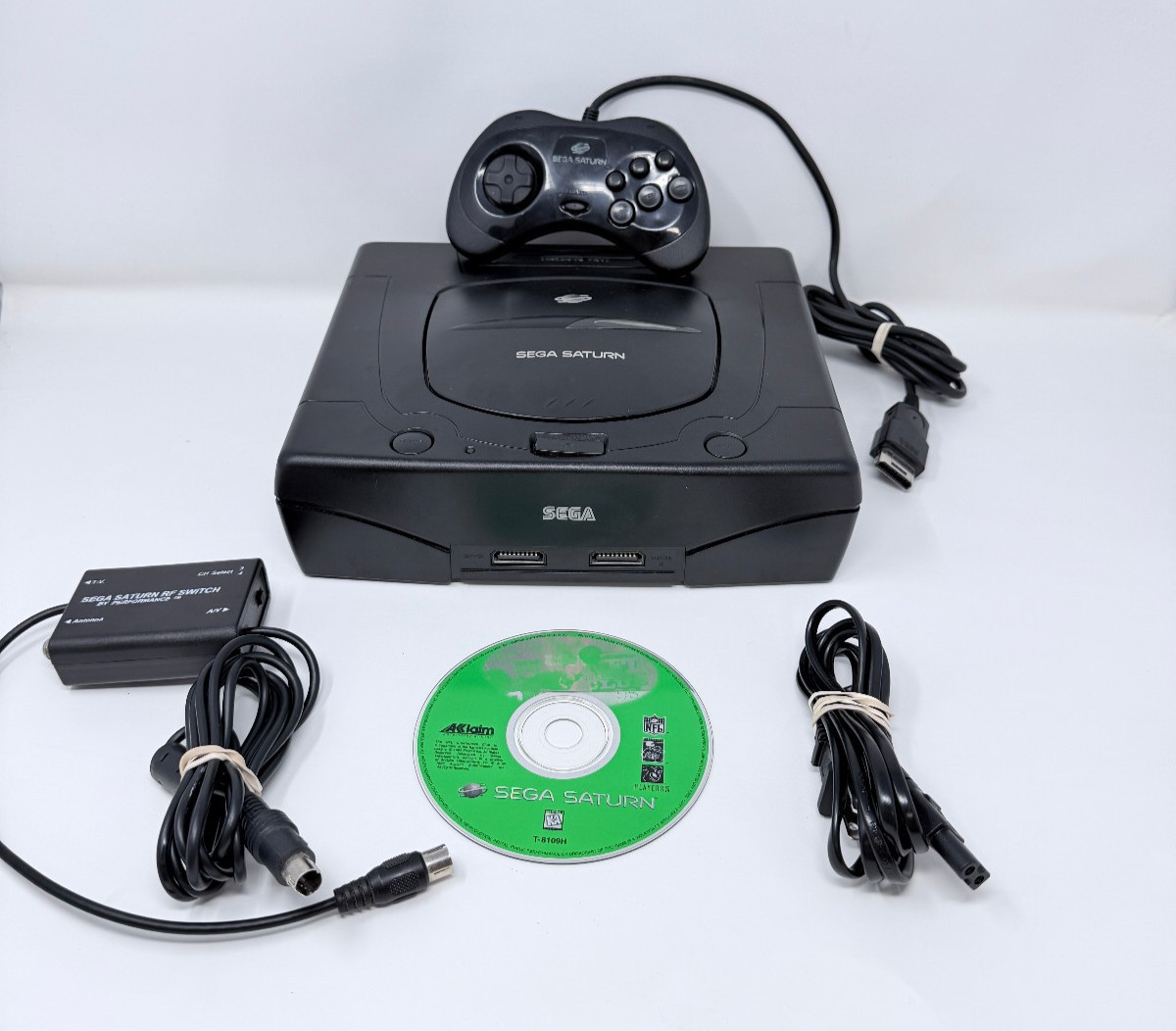 Sega Saturn Console MK-80000 Bundle W/Controller & NFL Quartback Club- WORKS