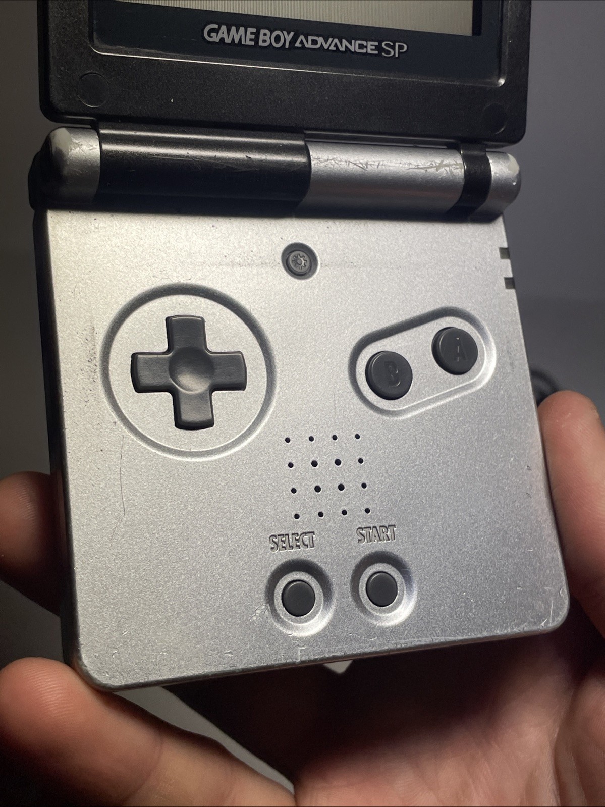 Nintendo Game Boy Advance SP Handheld System – Black and Silver TESTED Has Wear