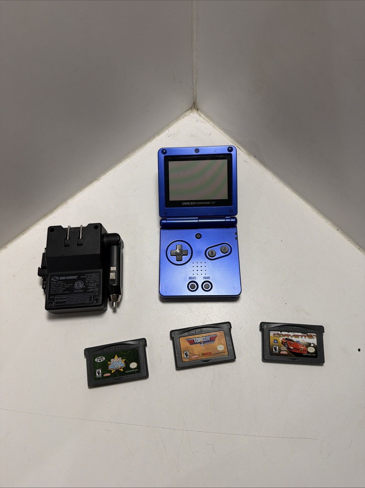 Nintendo Gameboy Advance GBA SP Cobalt Blue Handheld AGS-001+5 Games withCharger