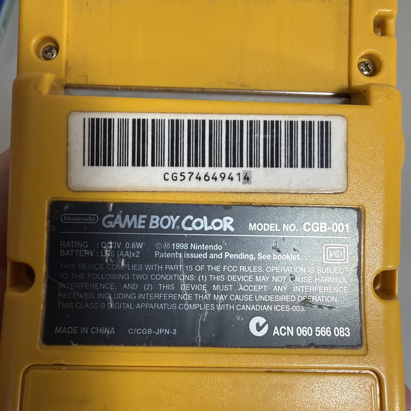 Nintendo Game Boy Color Console GBC CGB-001 – Dandelion Yellow – 100% OEM- Works