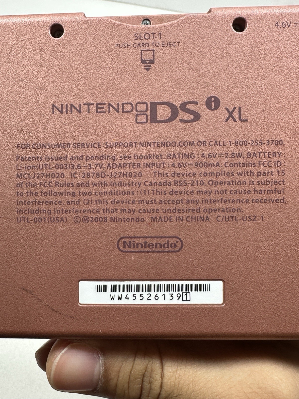 Nintendo DSI XL Metallic Rose Pink Handheld Console UTL-001 & Charger