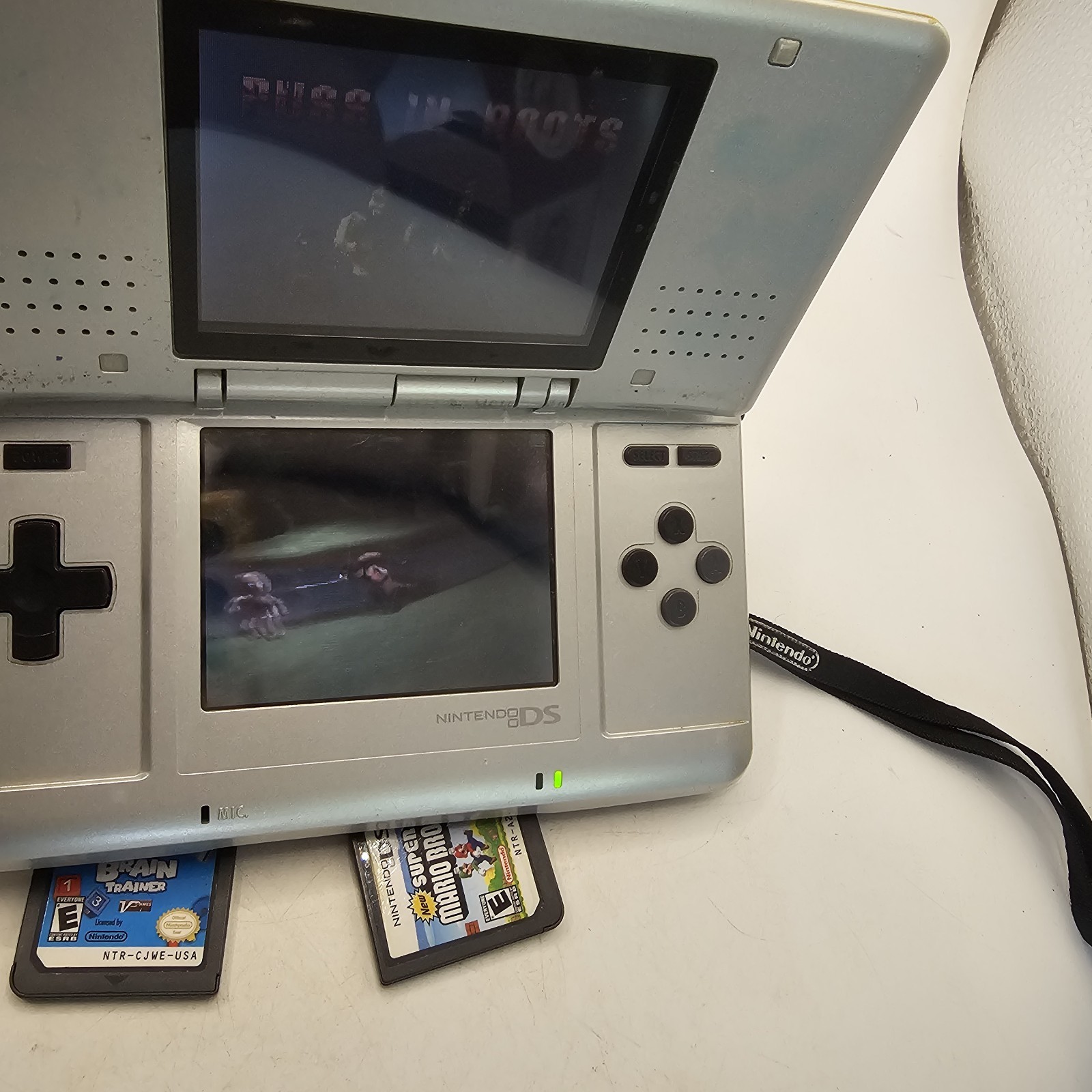 Nintendo DS Model NTR-001 Original Platinum Silver Charger Tested Working 3 Game