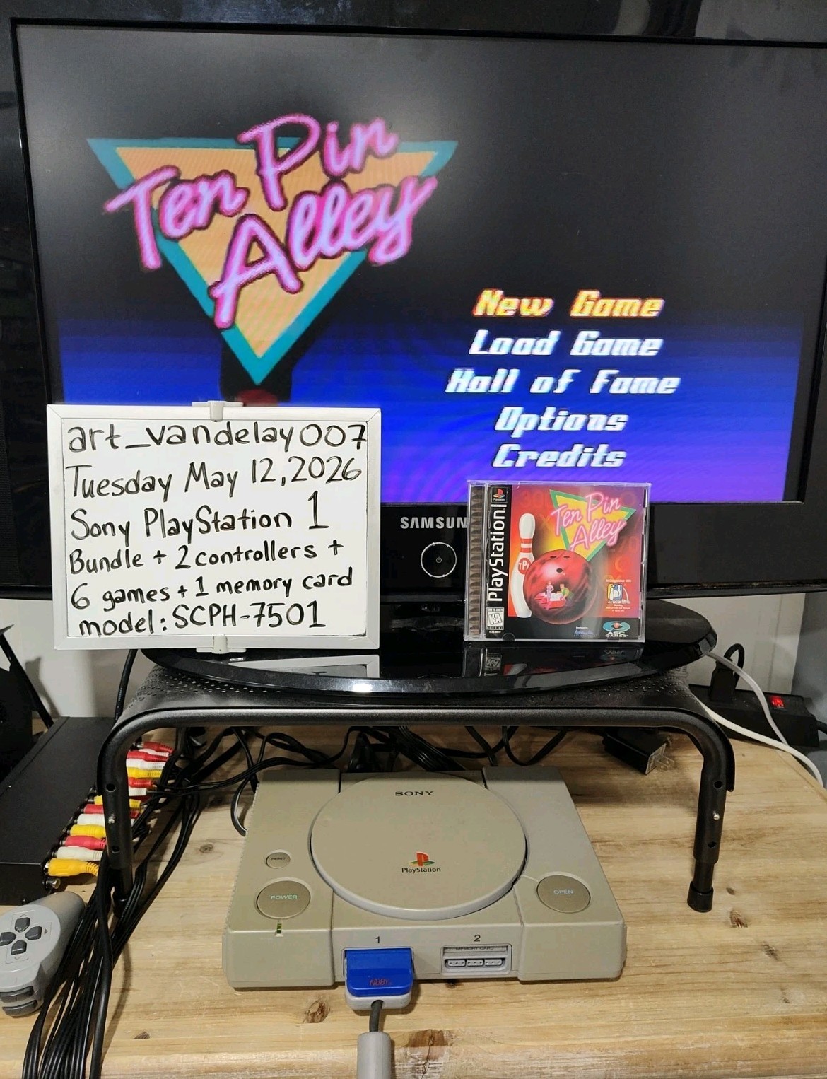 Sony PlayStation 1 Bundle SCPH-7501 + 2 Controllers + 6 Games + Mem Card* Tested