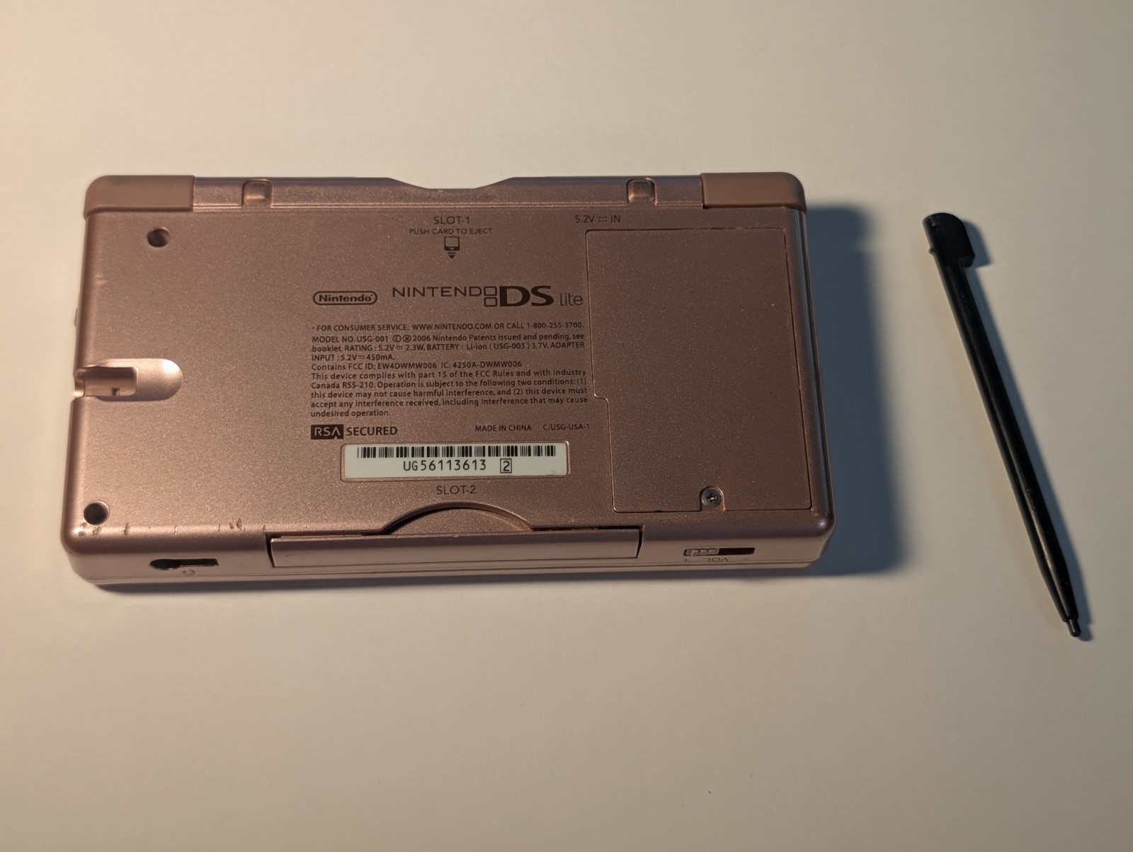 Nintendo DS Lite Console USG-001 Metallic Rose Clean W Stylus See Pics Nice!