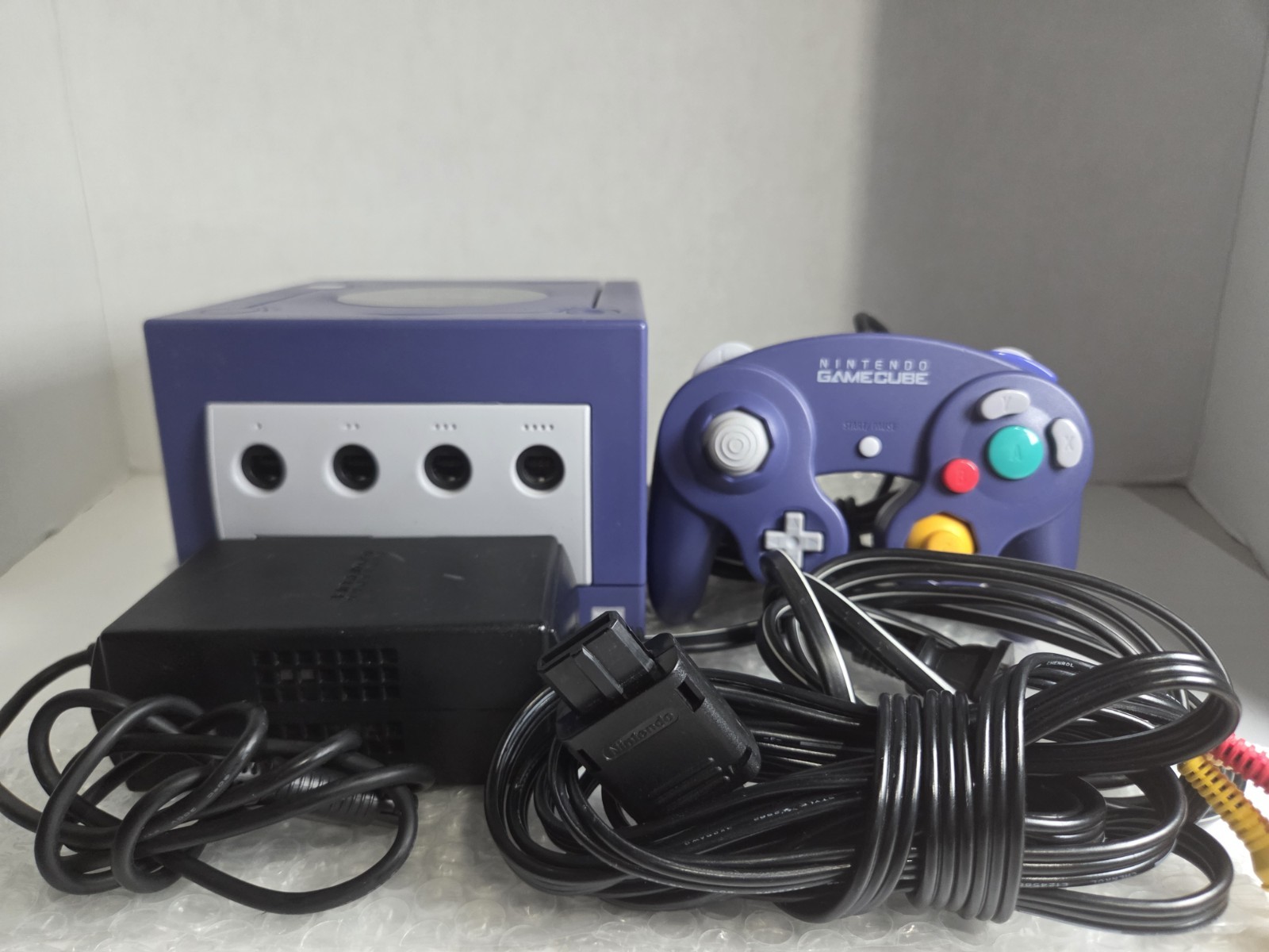 Nintendo GameCube Indigo Console Controller & Cords Bundle New Battery Sticks OE