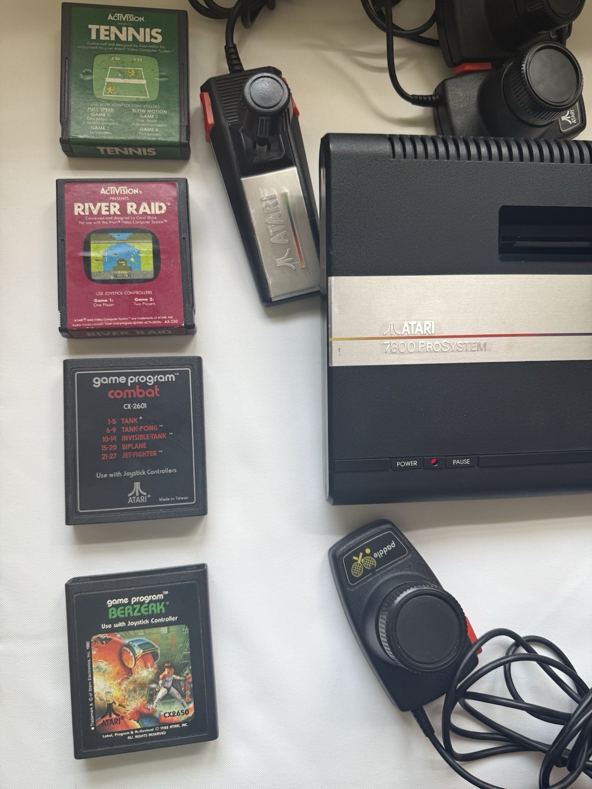 Original Vintage Atari 7800 Prosystem Console with controllers and games
