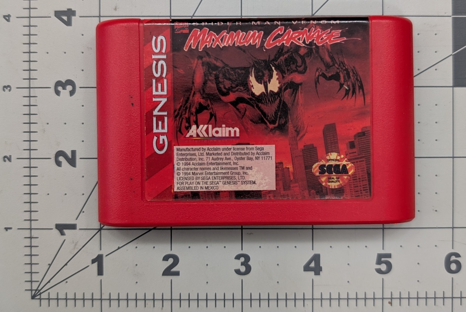 Sega Genesis Nomad Console PLUS Spider-man Venom Maximum Carnage Cartridge RED!