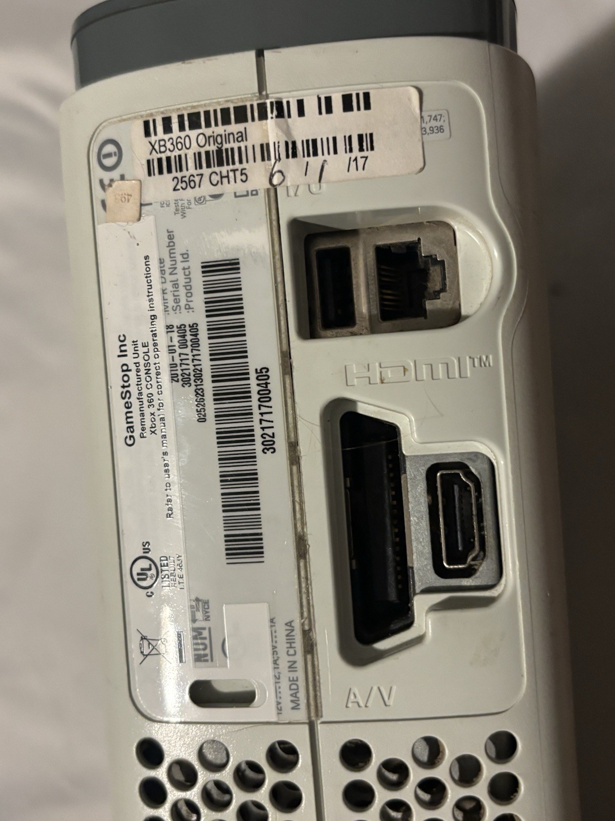 2005 Microsoft Xbox 360 White Home Console Untested No Cords NTSC-U/C (US/CA)