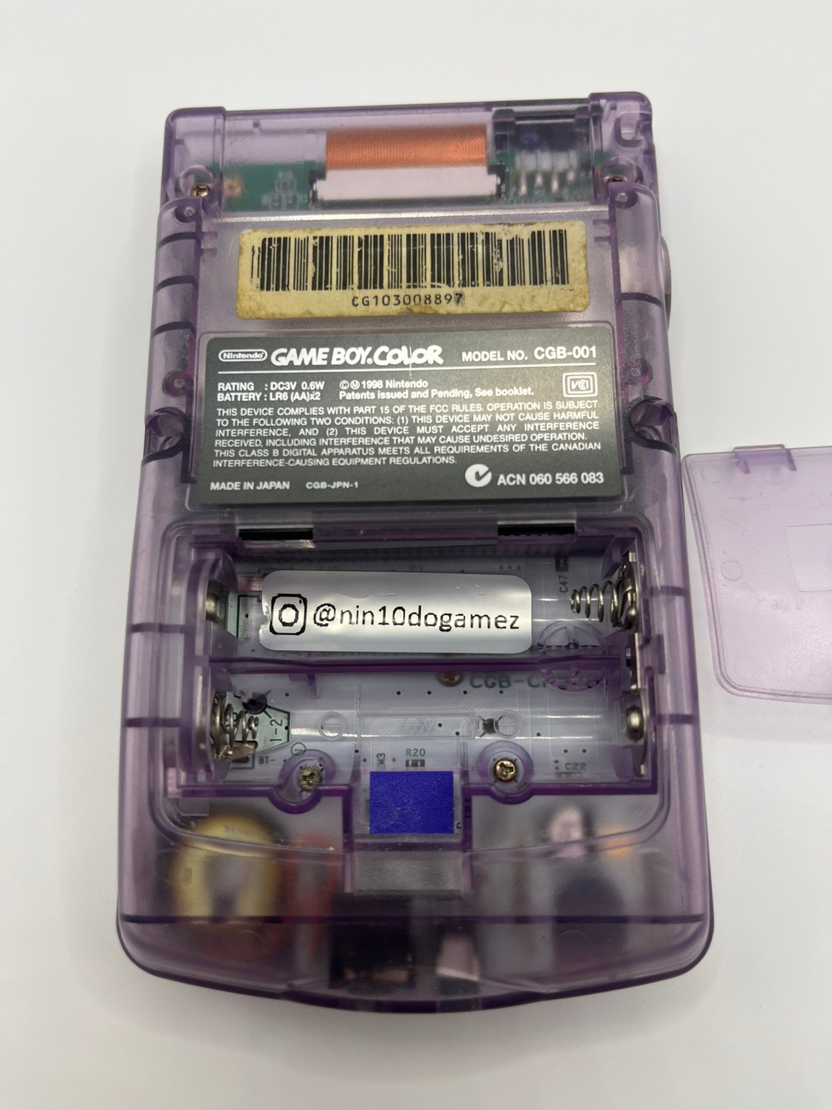 Nintendo Game Boy Color Handheld System Atomic Purple Working