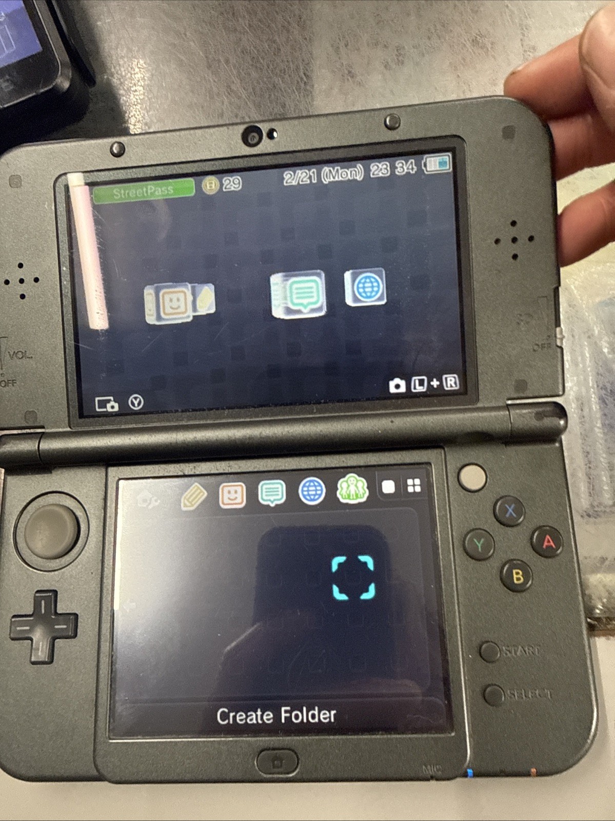 New Nintendo 3DS LL Metallic Black For Parts / Repair / Work