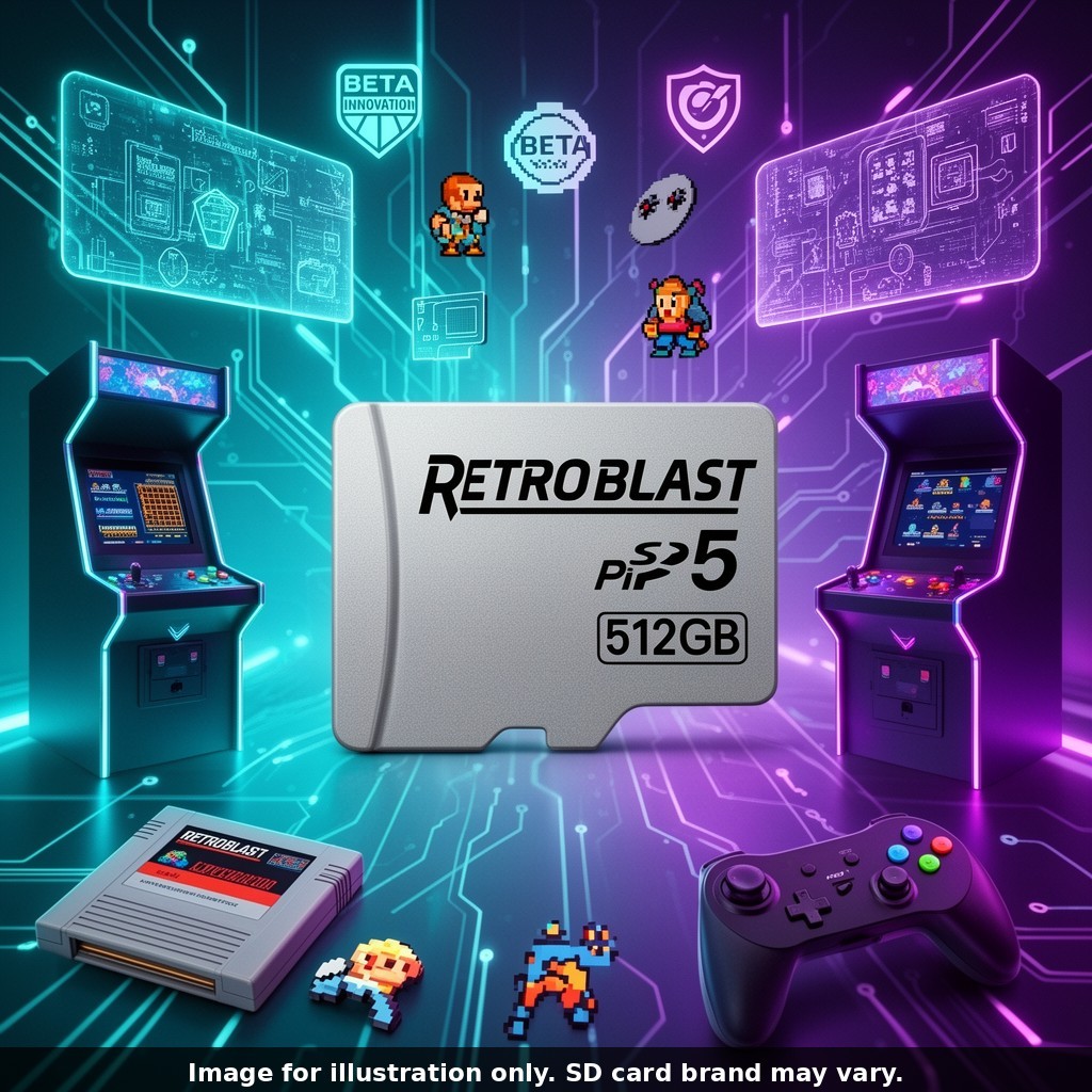 RetroBlast RetroPie 512GB Micro-SD Card Raspberry Pi 5 Plug & Play NEW BUILD