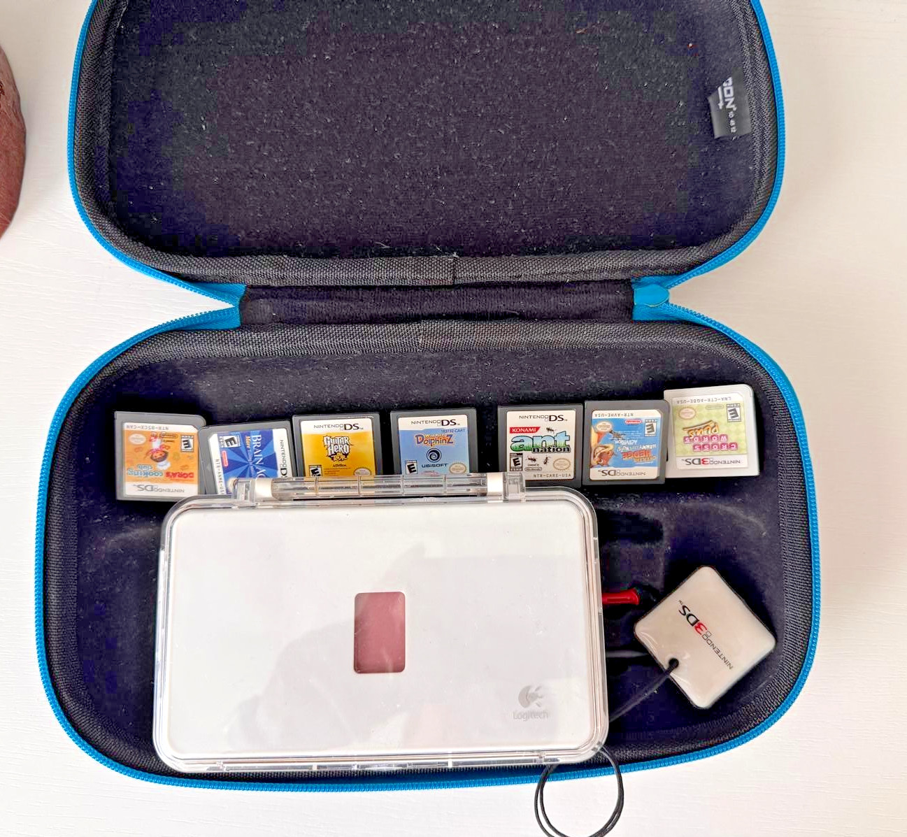 PINK Nintendo 3DS Handheld System Hard-Shell CASE + Black Carry Case, 8 Games