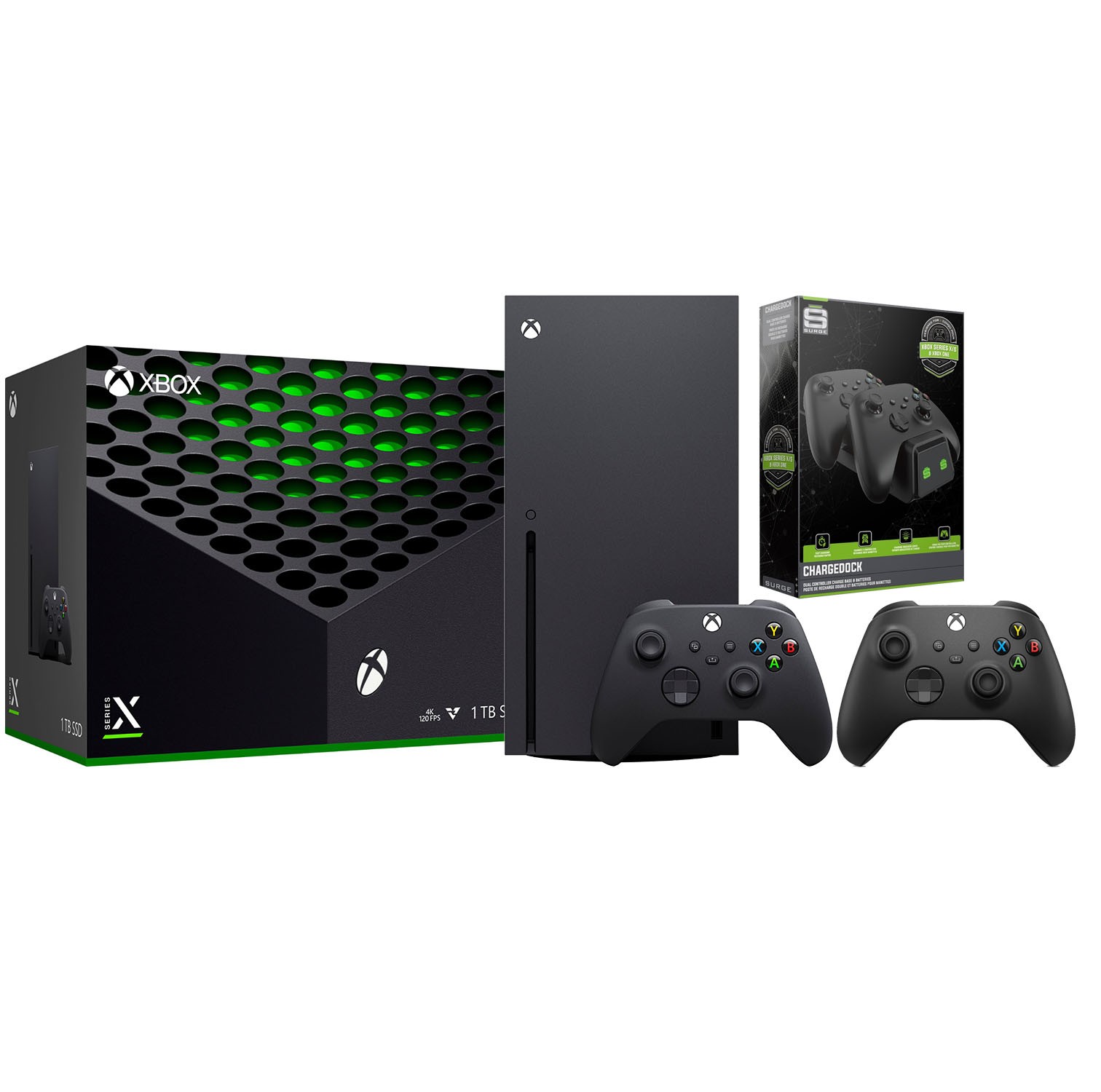 Xbox Series X 1TB Disc + Extra Controller + Charge Dock Bundle – Carbon Black
