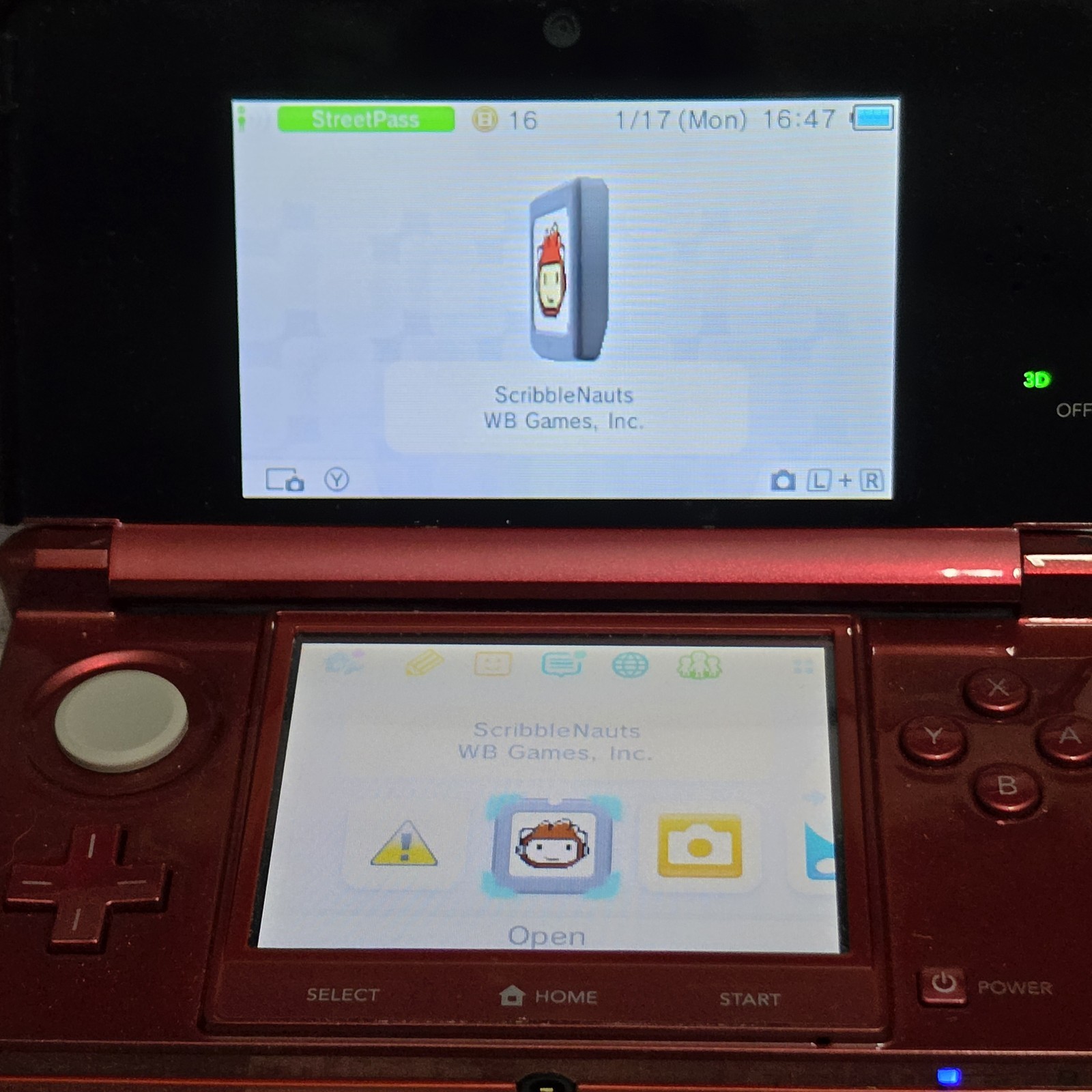 Nintendo 3DS Handheld System Flame Red CTR-001 USA with Games and Charger Bundle
