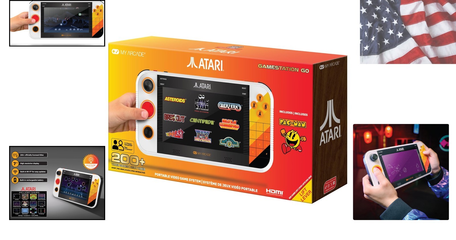 Atari Gamestation Go: Rechargeable Battery, Over 200+ Preloaded Retro Video G…