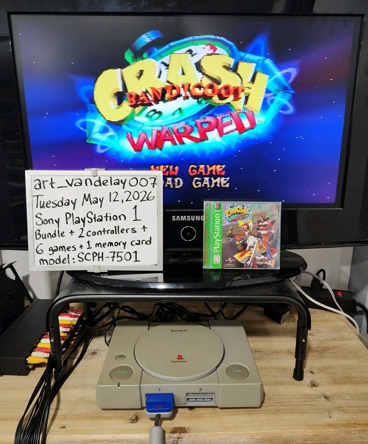 Sony PlayStation 1 Bundle SCPH-7501 + 2 Controllers + 6 Games + Mem Card* Tested
