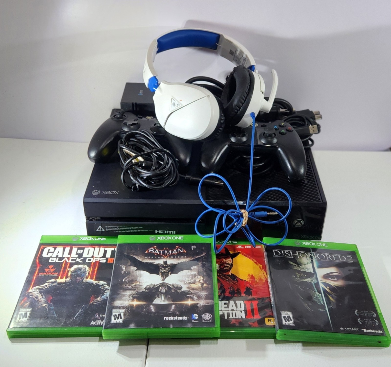 Microsoft Xbox One 500GB Console With 2 Controllers & 4 Games- Black