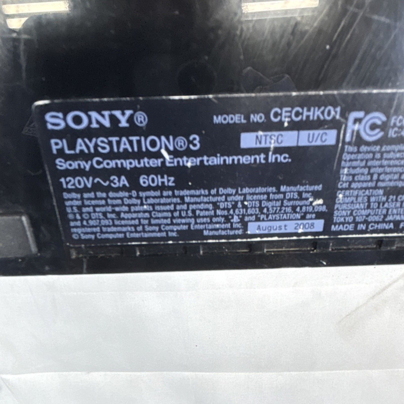 Sony PlayStation 3 CECHK01 Home Console NTSC-U/C Wi-Fi Black 2008