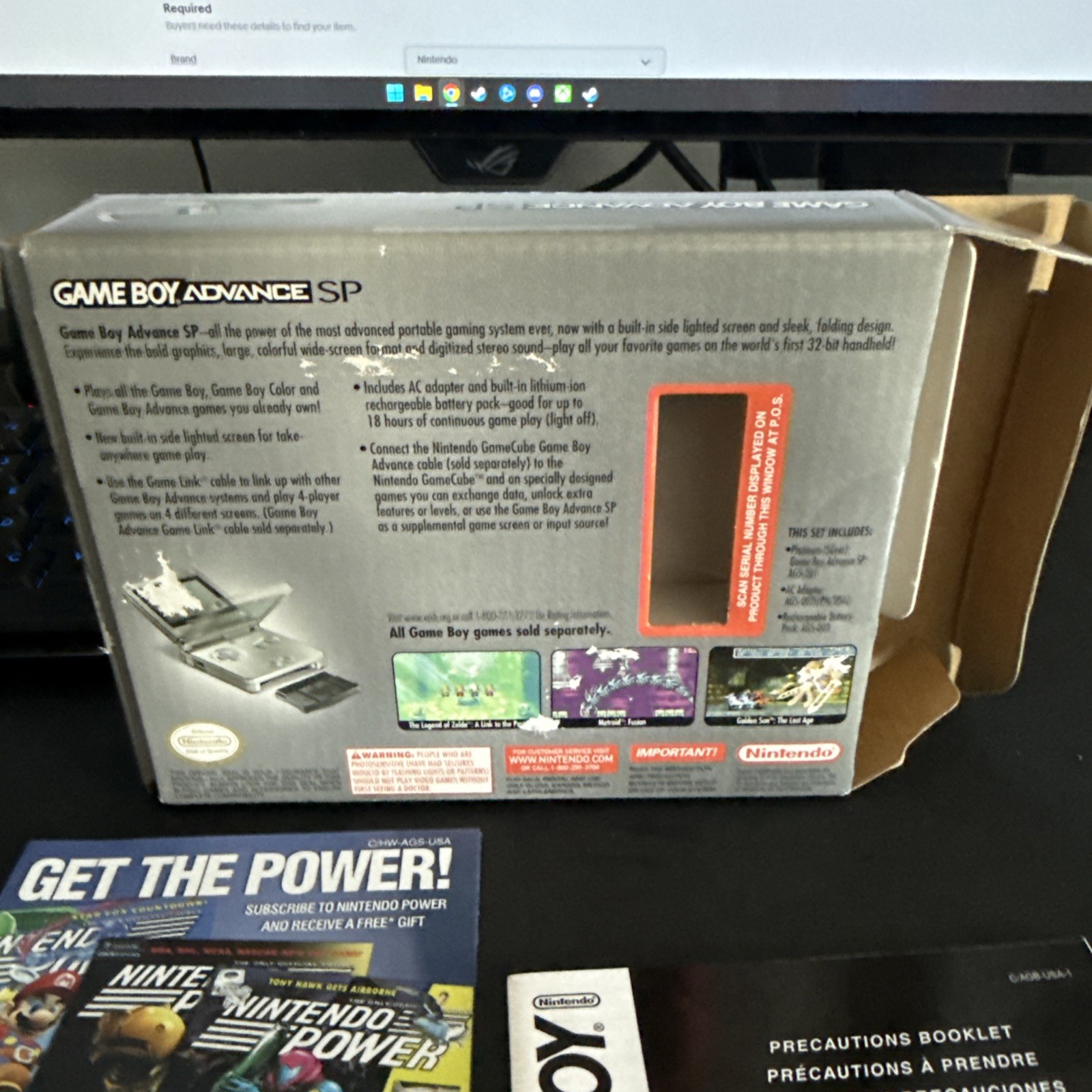 Nintendo Game Boy Advance SP – Platinum – CIB Complete – Tested Working