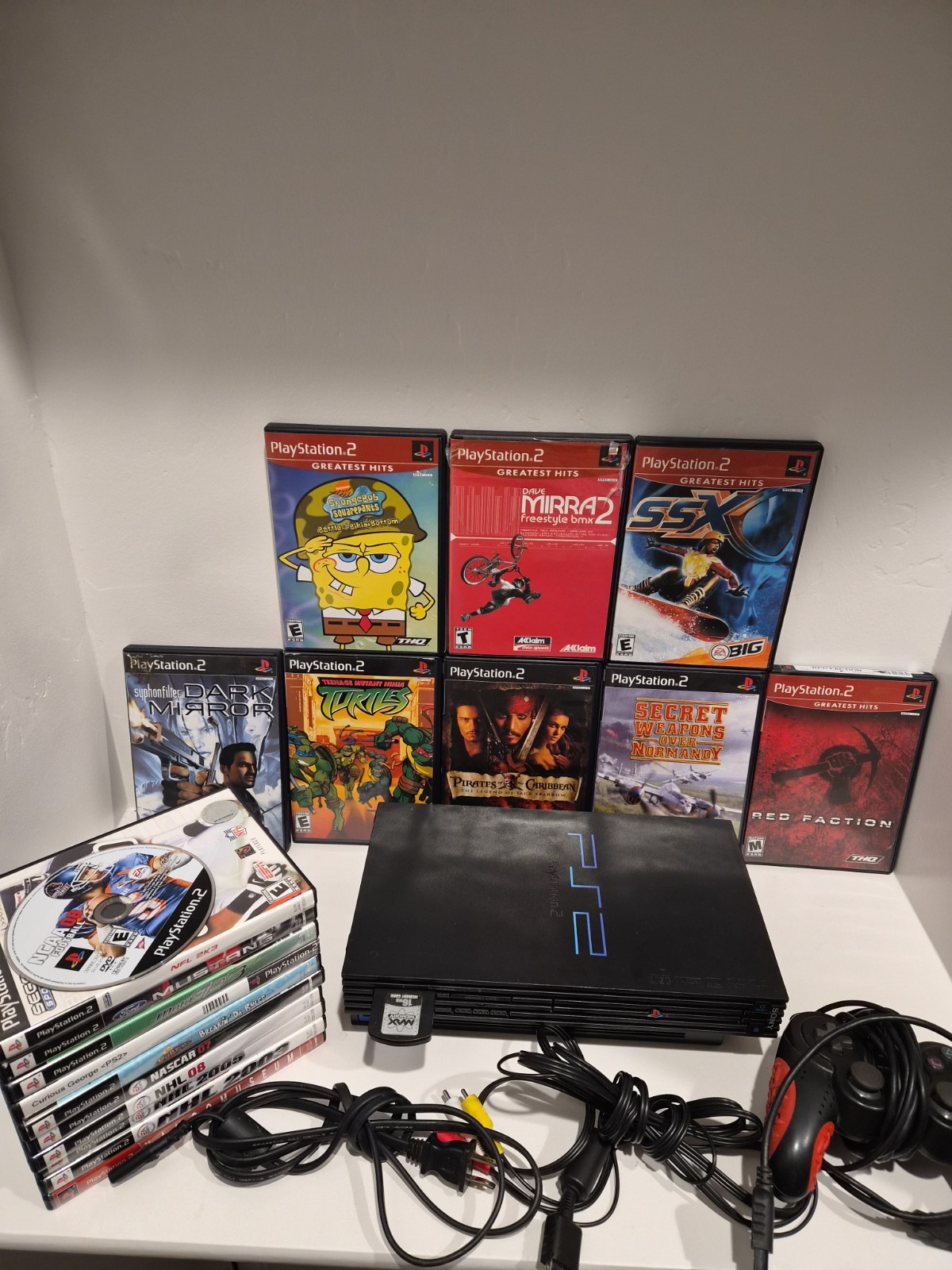 Sony PlayStation 2 PS2 FREE SHIPPING Console Bundle 19 Games/1 Cont. 16mb Mem.