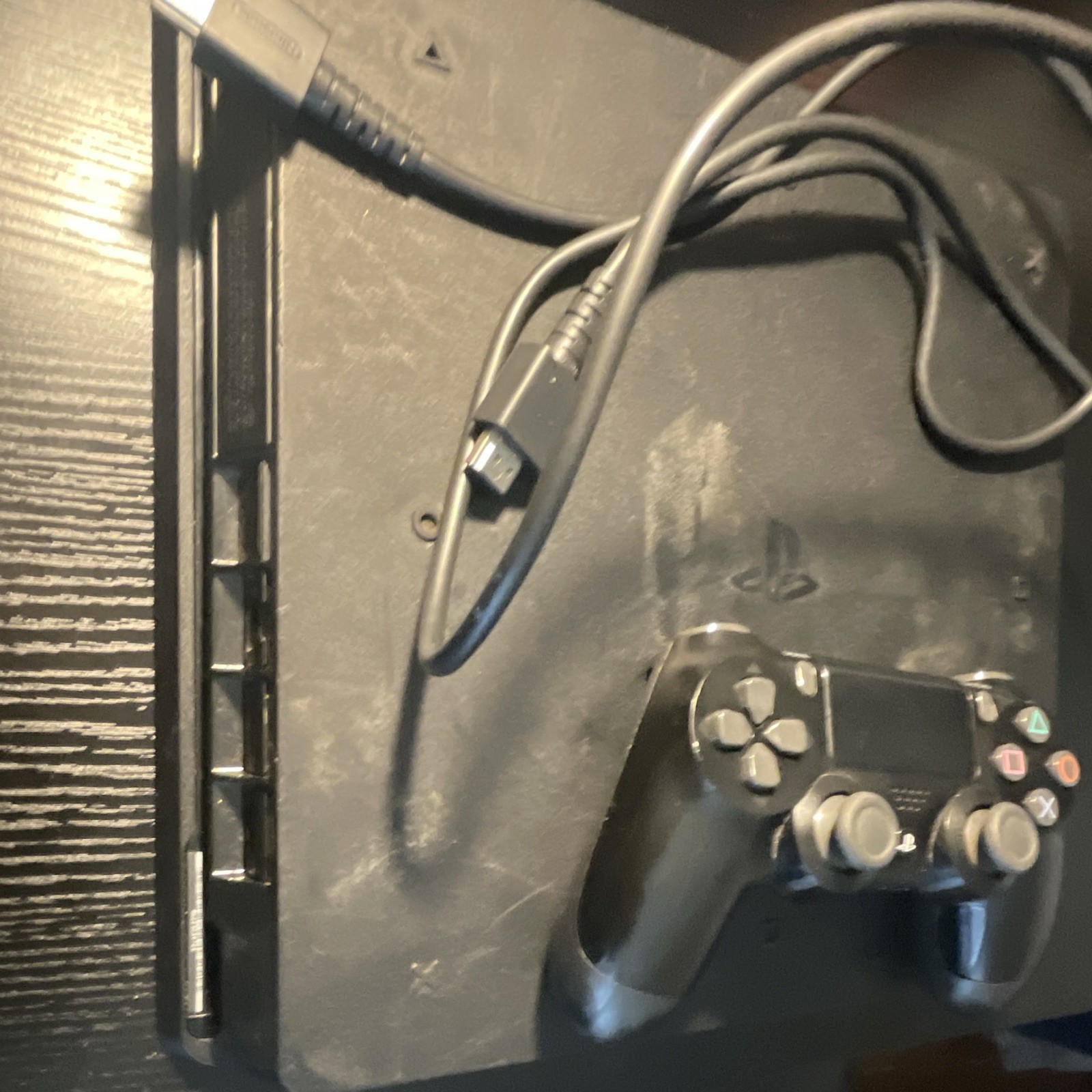 Sony PlayStation 4 Slim 500GB Black Wi-Fi Console DualShock 4 USB Cable