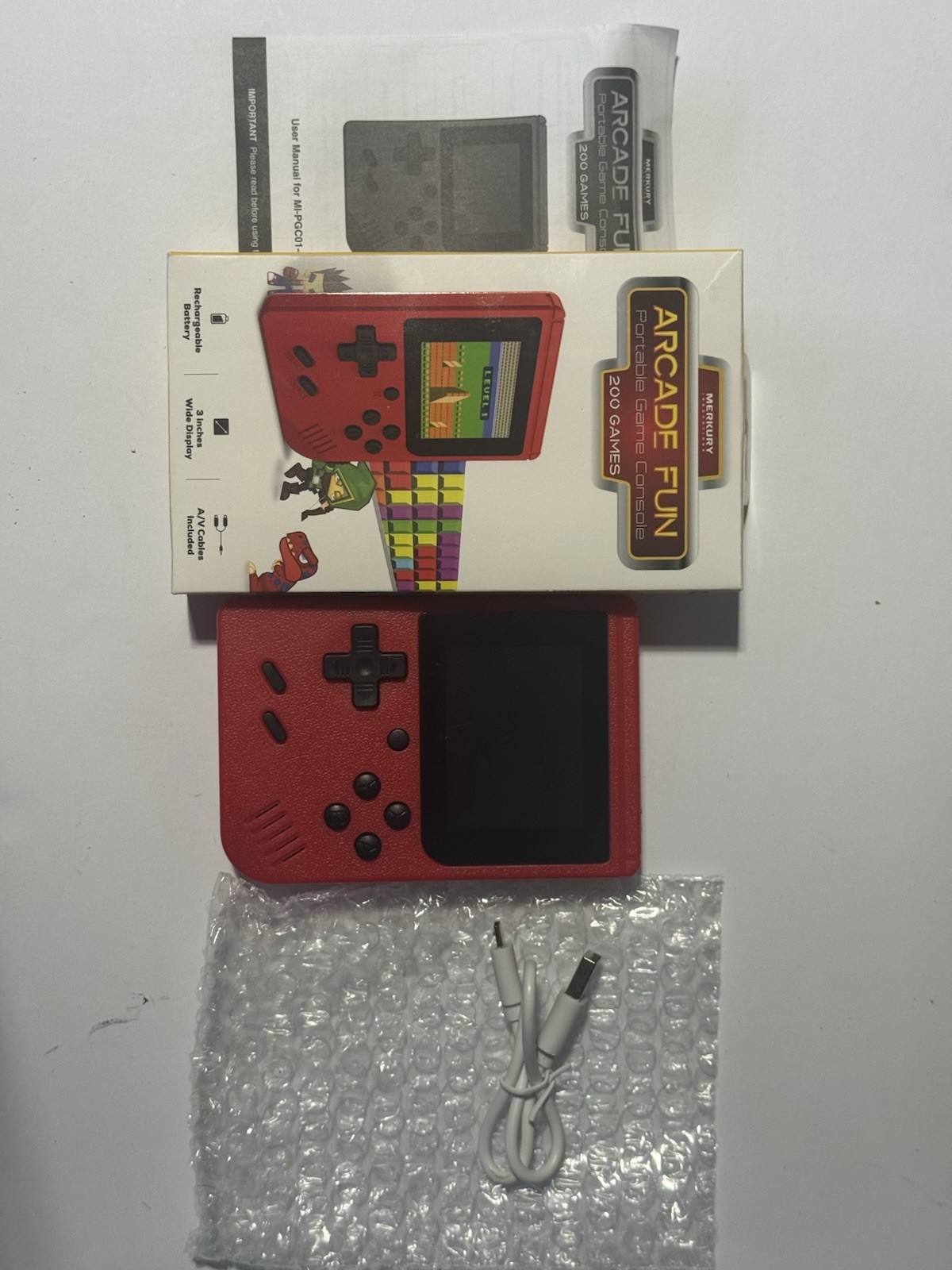Merkury Arcade Fun Portable Game Console 200 Games Red Handheld Tested