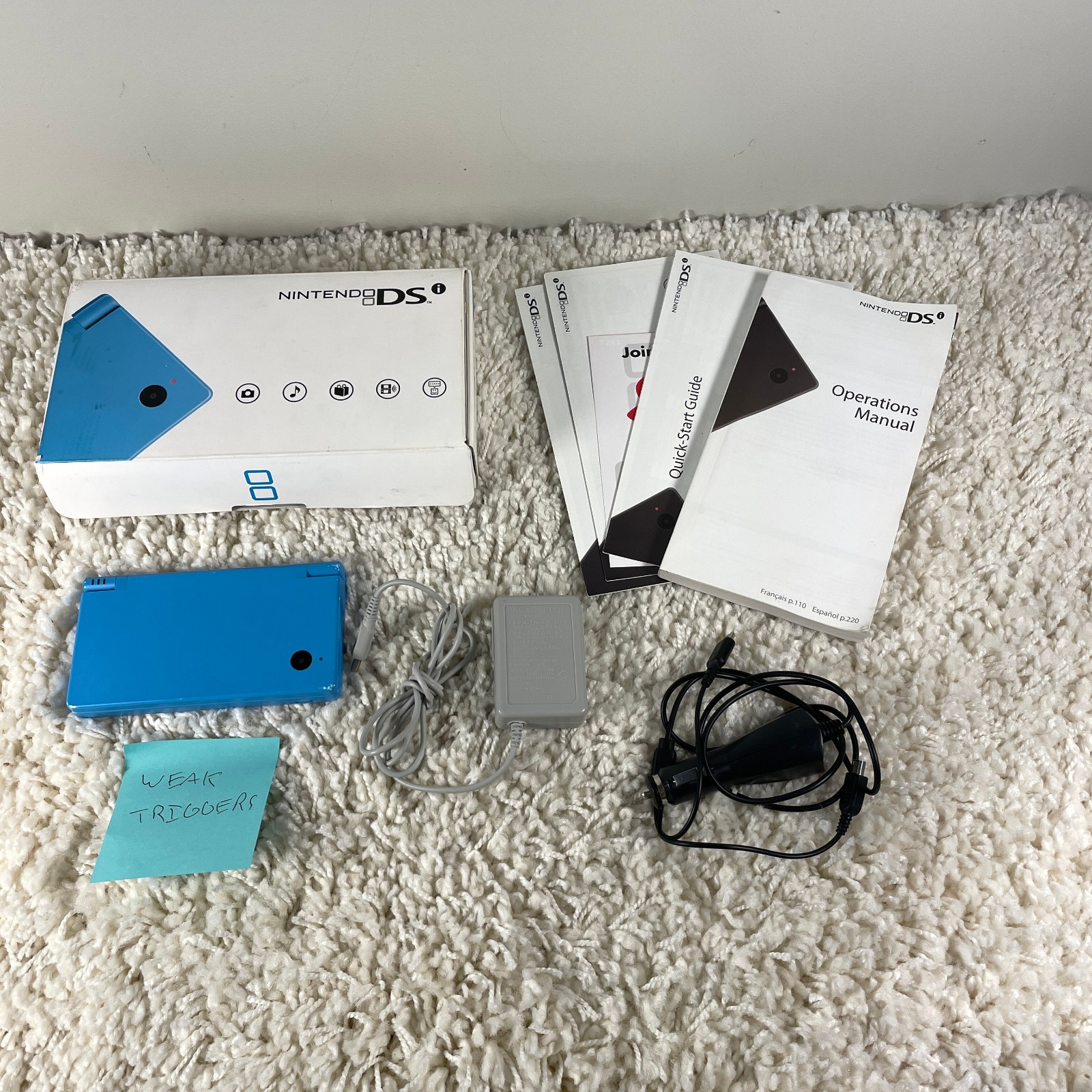 Nintendo DSi Teal Blue Handheld Console System TWL-001 Complete in Box Read