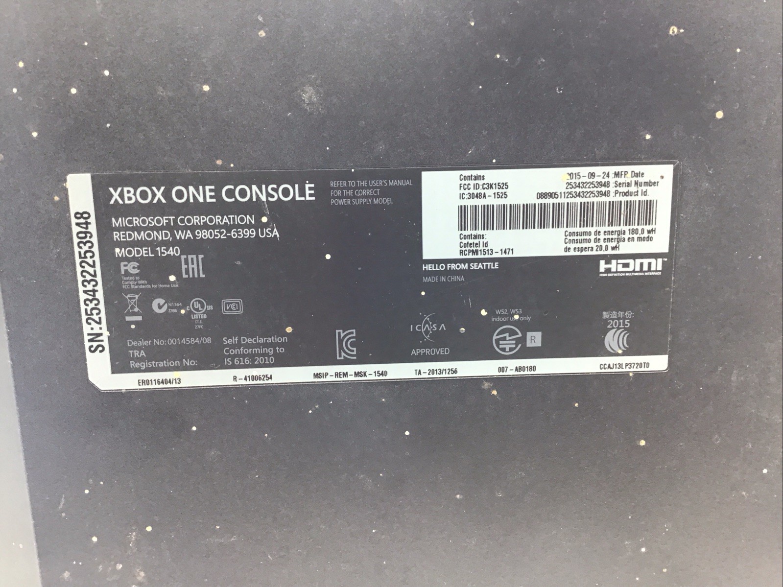 Microsoft Xbox One Model 1540 Original Base Console 500GB Storage Reset Read