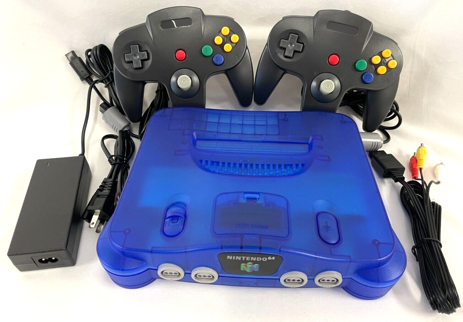 Nintendo 64 N64 Funtastic Translucent BLUE Video Game Console Bundle System 1996