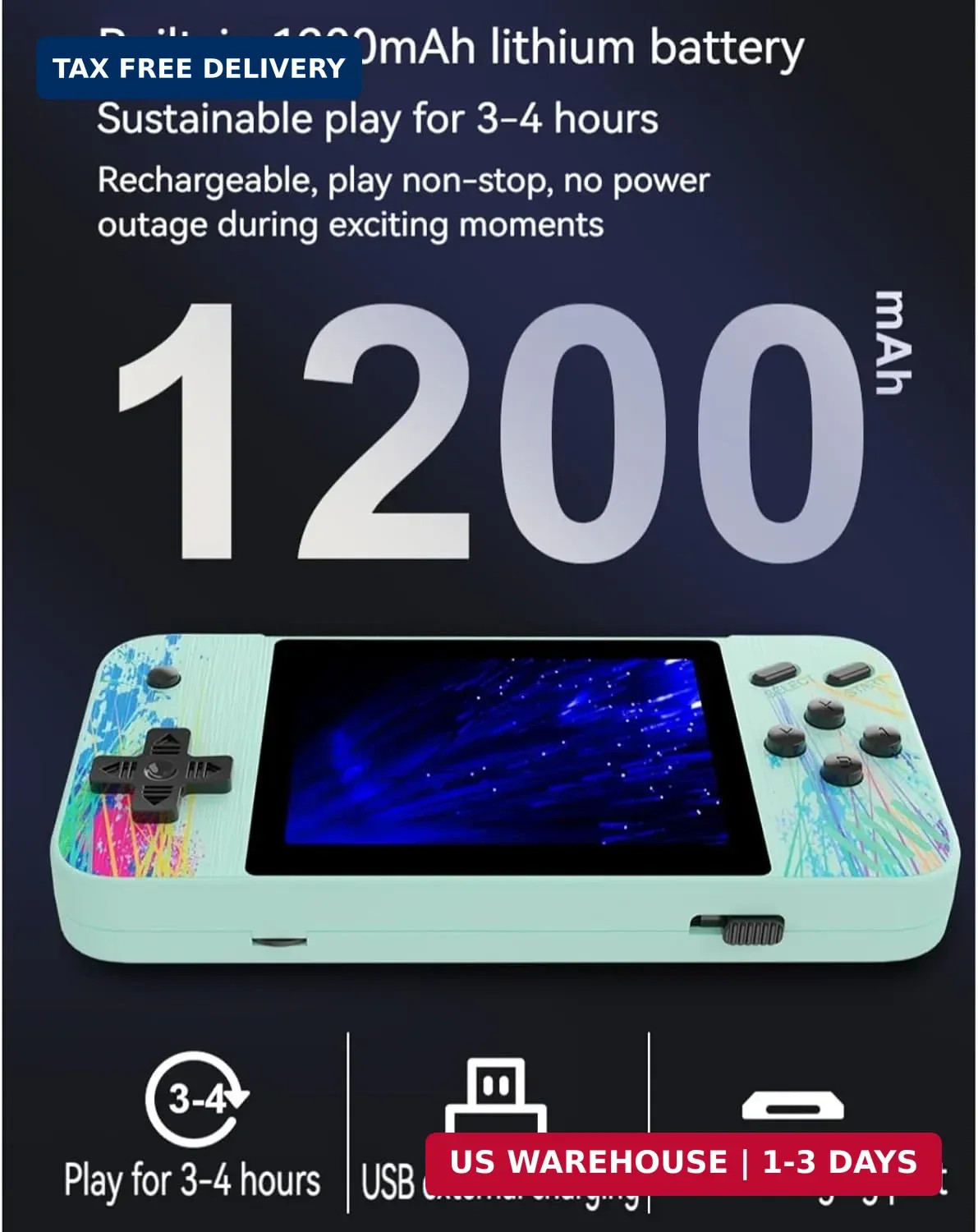 Retro Handheld Game Console, 3.5-inch HD Screen, 800 Classic Games, Single Playe