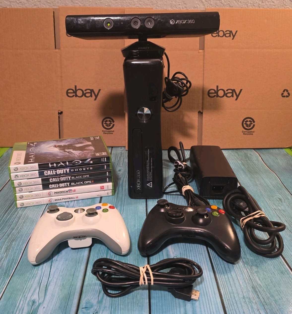 🔥Microsoft Xbox 360 S 320GB Console Bundle Model 1439 W/6 Games🔥