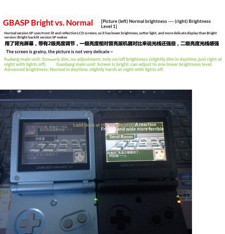 Frontlight/Backlight Screen Mod Kit for Nintendo Game Boy Advance GBA SP Retro H