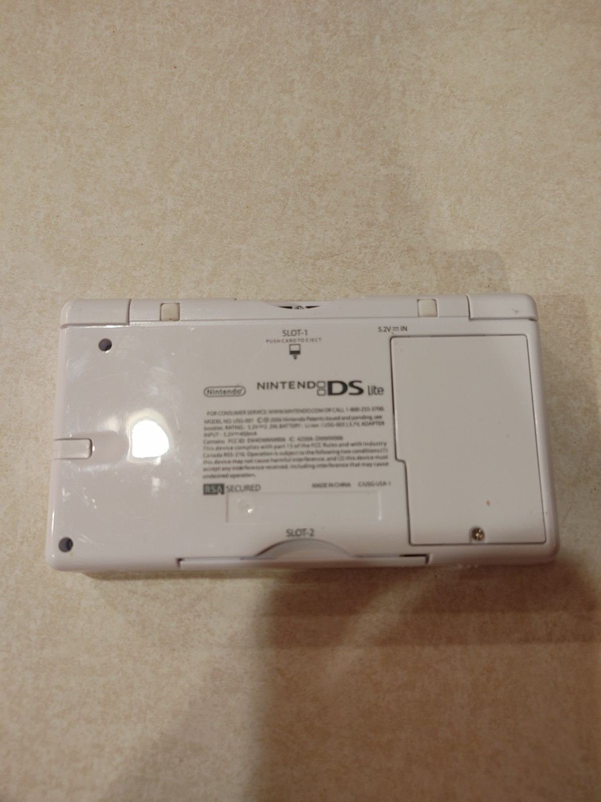 Nintendo DS Lite USG-001 Polar White w/stylus gba dust cover all OEM