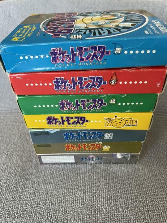Gameboy Pokemon 7 Lot w/box Red Blue Green Yellow Gold Silver Crystal Japanese