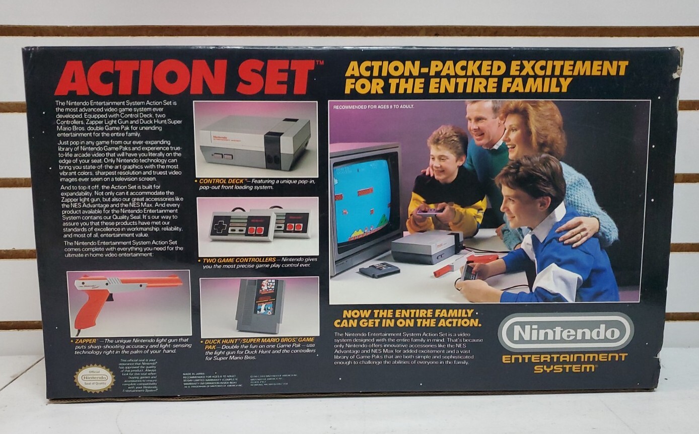 NES Action Set Complete w/Console Orange Zapper Duck Hunt Mario Bros & More READ