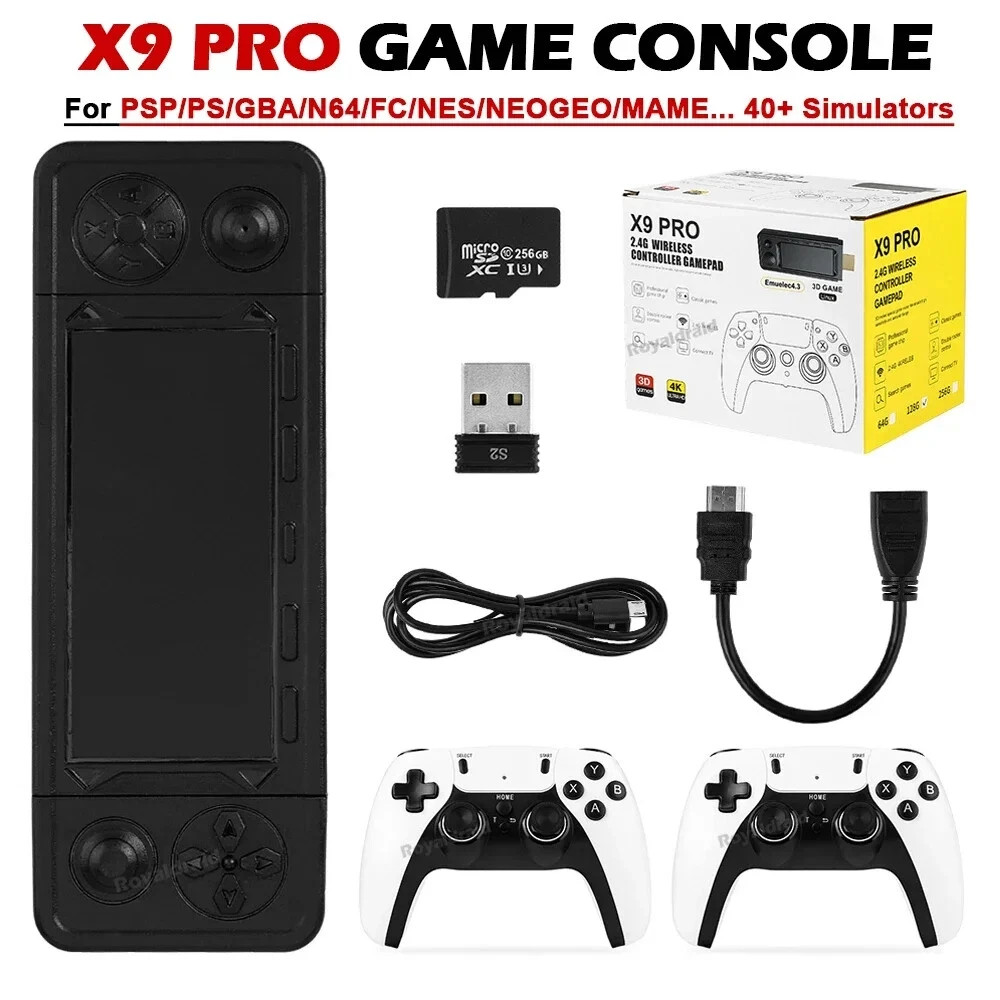 X9 PRO 4K Retro Game Stick TV Console 128G – 40k+ Built-in Games, Dual 2.4G