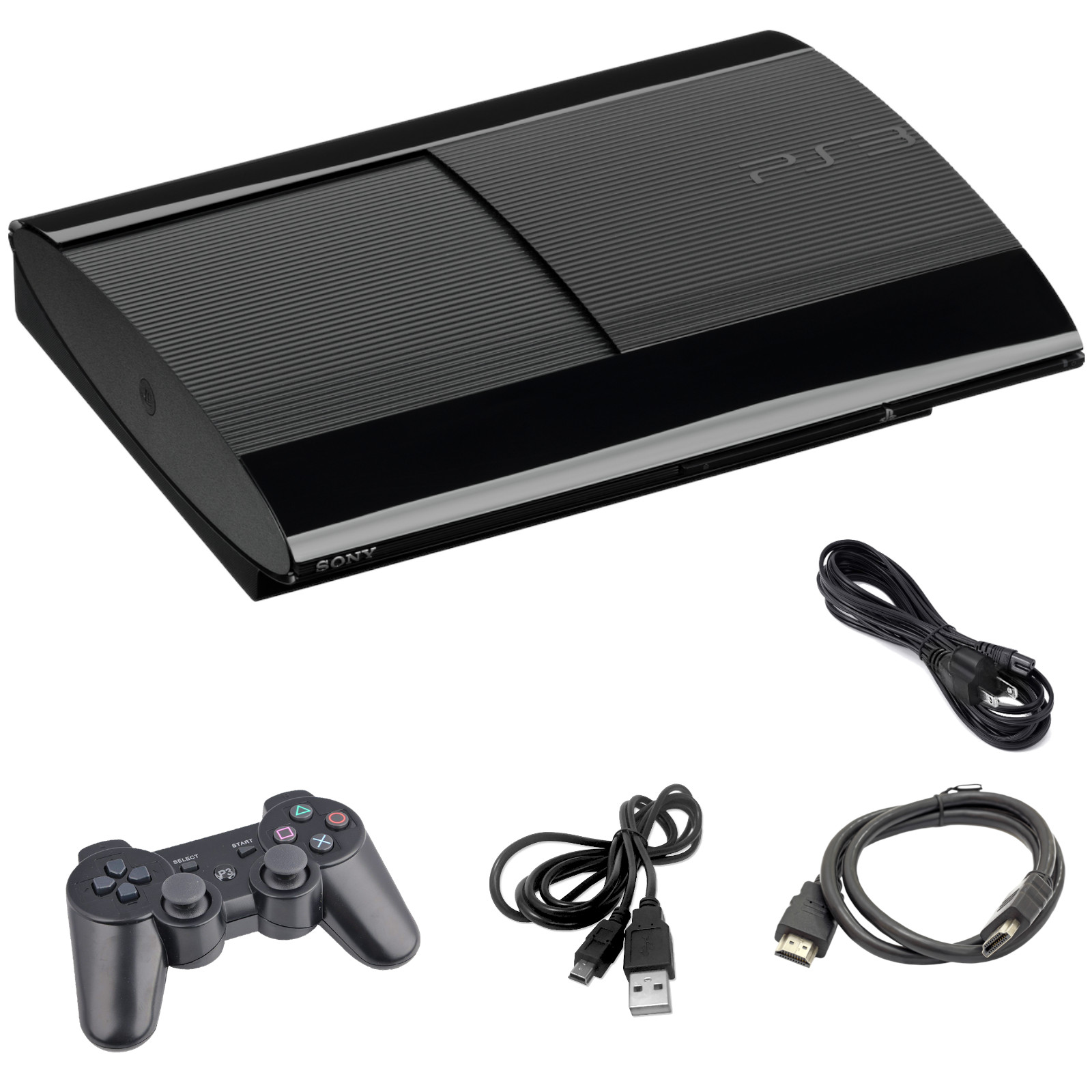 Sony PS3 PlayStation 3 PS3 Console – Black Super Slim 1 Year Warranty