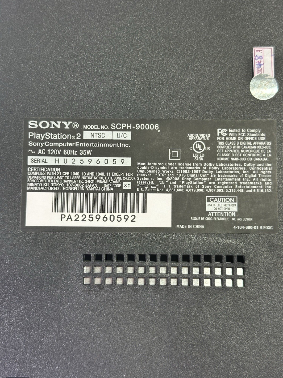 Sony PlayStation 2 Slim Charcoal Black Console -SCPH-90006 #N2.06